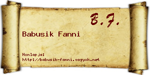 Babusik Fanni névjegykártya